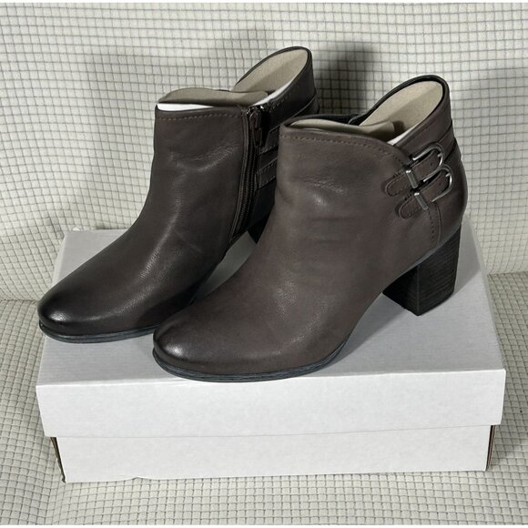 Josef Seibel Brown Leather Ladies Zippered Slip on Boots, Size EU 37, US 6.5 - Picture 1 of 5